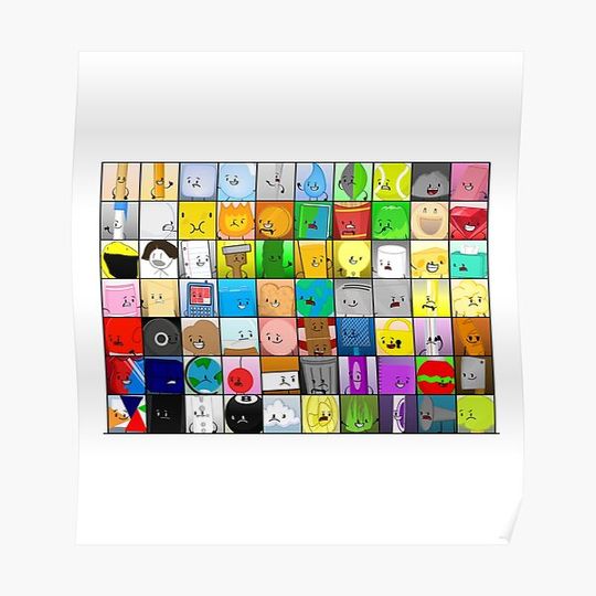 BFDI Inanimate Insanity , All Characters ,Object-All-Stars Premium Matte Vertical Poster