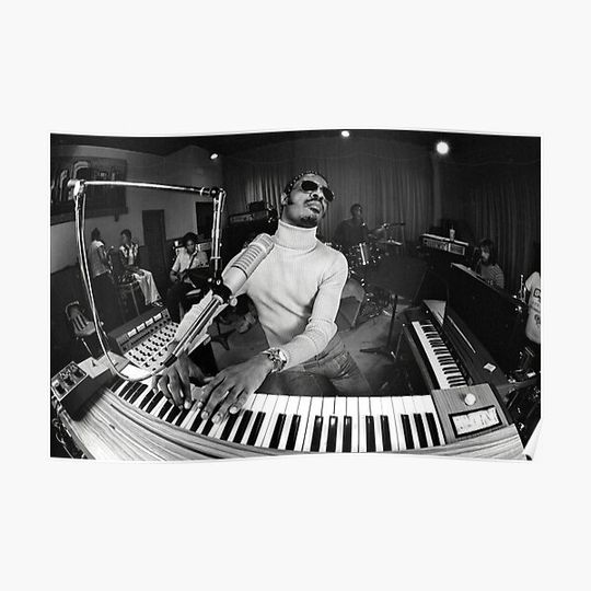 Stevie Wonder black and white Premium Matte Vertical Poster