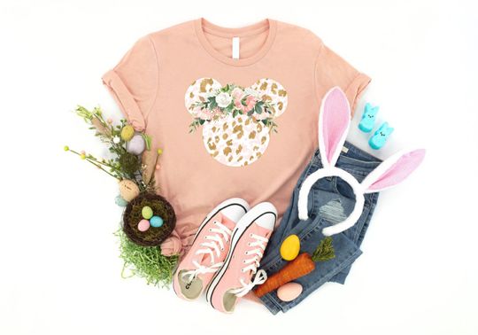 Leopard Disney Mickey Easter Shirt,Disney Vacation Shirts,Mickey Face Easter T-Shirt
