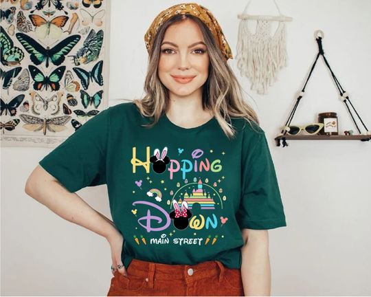 Hoppin' Down Main Street Disney Shirt, Disney Easter Shirt, Disney Bunny Crew