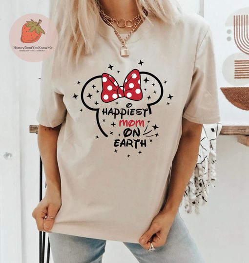 Happiest Mom on Earth Minnie Mouse Bow Shirt, Disney Mom Shirt, Minnie Ear Shirt