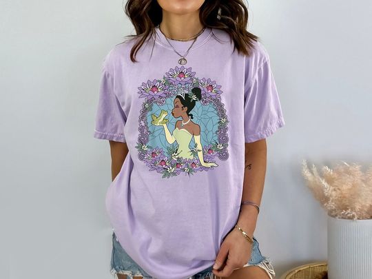 Discover Disney Princess And The Frog Tiana Floral Frame Portrait T-Shirt, Disney Princess Shirt