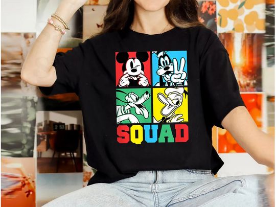 Mickey, Goofy, Donald, Pluto Squad Grid T-Shirt, Disney Pluto T-Shirt, Pluto And Friends Shirt