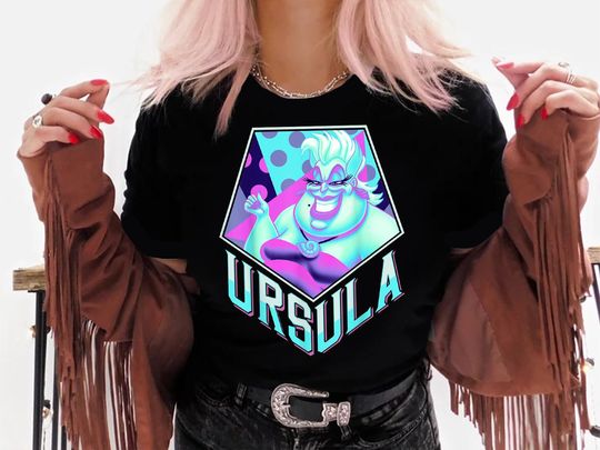 Disney Little Mermaid Ursula Pop Art Graphic T-Shirt, Retro 90s Disney Little Mermaid T-Shirt