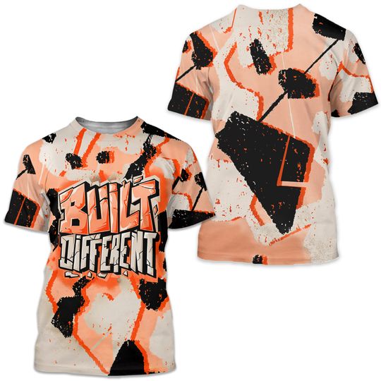 Built Different 3D Broken match Jordan 5 DJ Khaled Crimson Bliss 3D Printed T Shirt sneaker, 3D All-Over Printed, shirt match sneaker