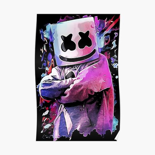 Marshmello Neon Color Design Poster classic Premium Matte Vertical Poster