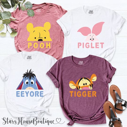 Vintage Disney Characters Shirt, Disney Friends Shirt, Piglet Pooh Shirt, Funny Disney Shirt, Disney Family Shirt