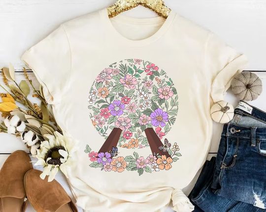 Epcot Floral Spaceship Earth Shirt, Floral Disney Epcot Flower And Garden Festival 2023 Shirt