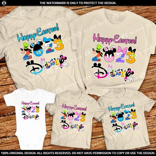 Easter Mickey and Friends animated writings family shirts Disney Easter character t-shirts 2023