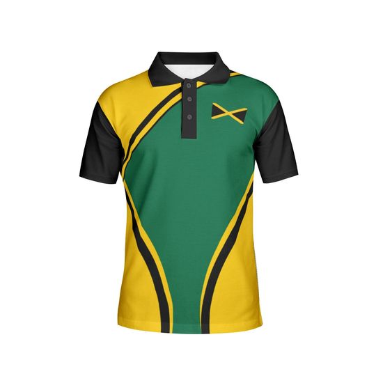 jamaica Polo,  yellow and black, polo, Graphic shirt,