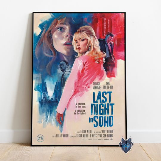 Last Night in Soho Poster, Anya Taylor-Joy Wall Art, Rolled Canvas Print, Movie Poster Gift