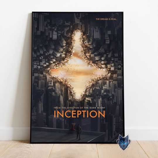Inception Poster, Leonardo DiCaprio Wall Art, Rolled Canvas Print, Movie Poster Gift