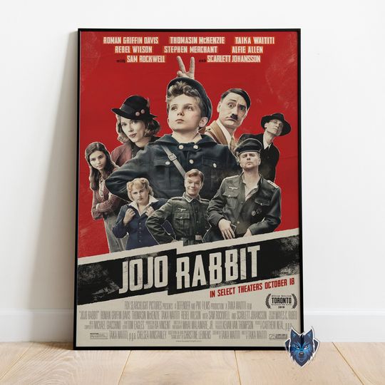 Discover Jojo Rabbit Poster, Roman Griffin Davis Wall Art, Rolled Canvas Print, Movie Poster Gift