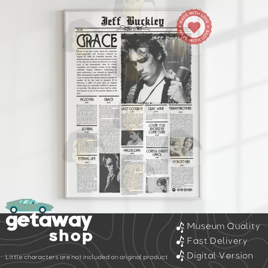 Jeff Buckley | Grace Album Poster | Jeff Buckley Newspaper