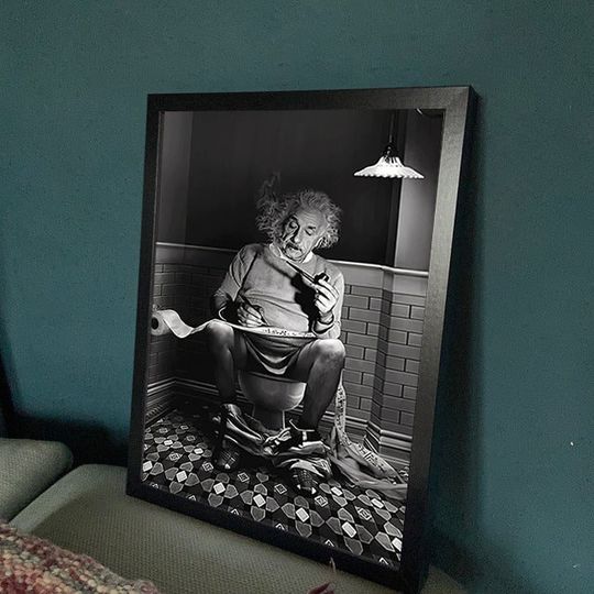 Discover Albert Einstein in Toilet Funny Poster, Vintage Albert Einstein Poster