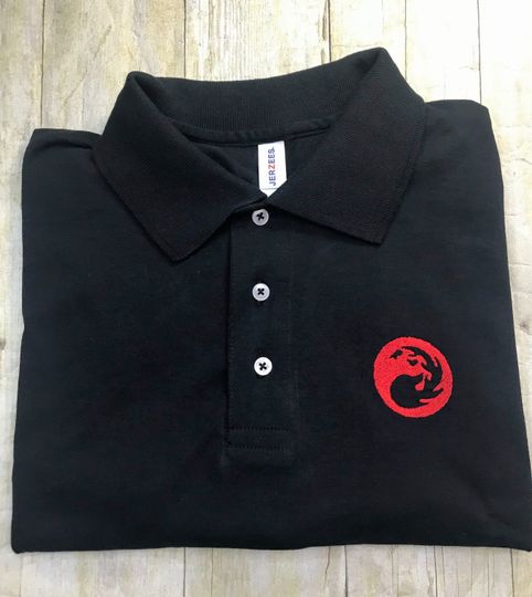 Discover Magic the Gathering Mountain Red Mana Embroidered Polo