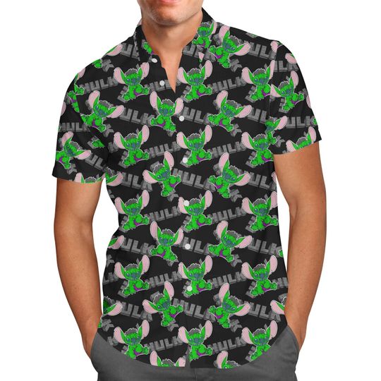 Superhero Stitch - Hulk - Disney Inspired Hawaiian Shirt