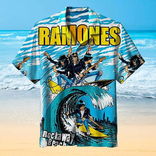 Music Rock Band The Ramones 3D Print Hawaiian Shirt, Summer Vacation Hawaiian Shirt