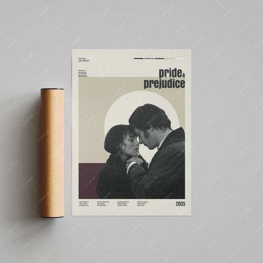 Discover Pride & Prejudice, Jane Austen, Midcentury, Movie Poster, Film Poster, TV Show Poster, Minimalist Movie Poster