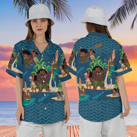 Moana And Maui Disney Hawaiian Shirt, Disneyland Trip Tropical Beach Shirt