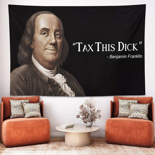 Benjamin Franklin Funny Flags for Room Guys, Funny Tapestries for College Dorm, Cool Flags Tapestry for Frat Party, Meme Tapestry