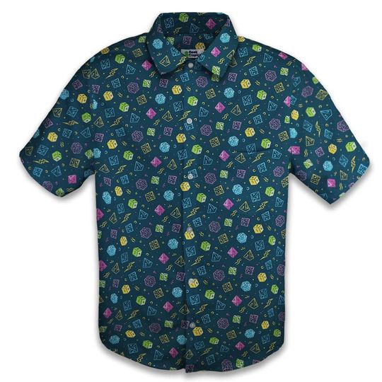 Blue Dnd Dice Patterned Shirt | Dnd Shirt, Dnd Hawaiian Shirt