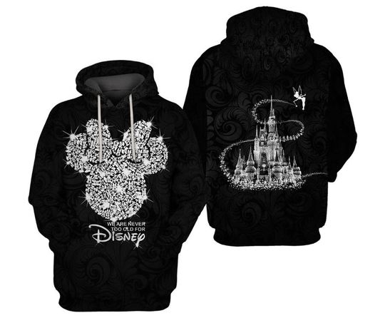 Unisex Hoodie Disney Gift Minnie Mouse Bling We Are Never Too Old Hoodie .