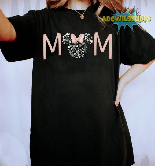 Disney Minnie Mouse Spring Florals Mom T-Shirt, Disney Mom, Disney Mother's Day Matching, Mother's Day Shirt, Disney For Mom