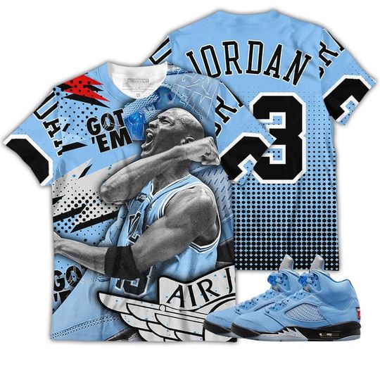 Goat Number 23 Sneaker Shirt Match Retro University Blue 5s Tee