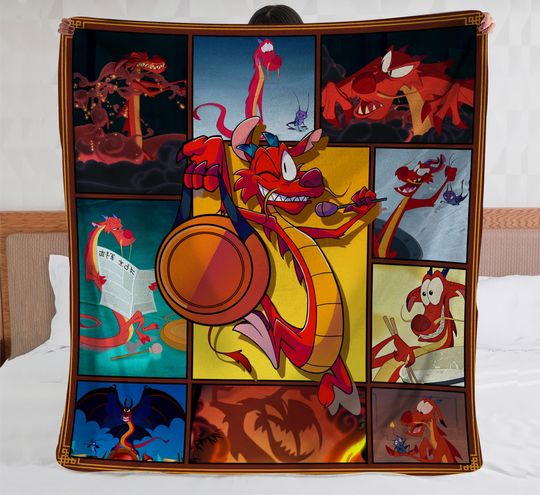 Mushu Dragon Fleece Blanket, Mulan Disney Movie Sofa Blanket