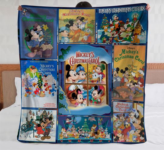 Mickey's Christmas Carol Fleece Blanket, Disney Christmas Sofa Blanket