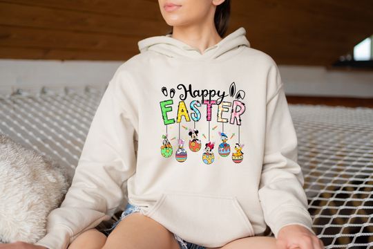 Disney Characters Happy Easter Hoodie, Mickey And Friends Happy Easter Bunny Hoodie