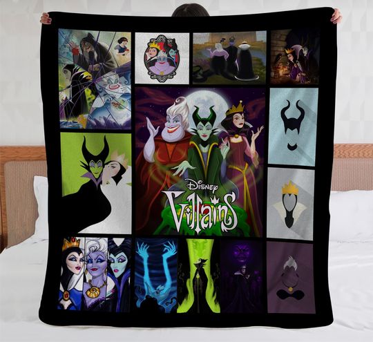 Disney Villains Fleece Blanket, Ursula Maleficent Evil Queen Sofa Blanket