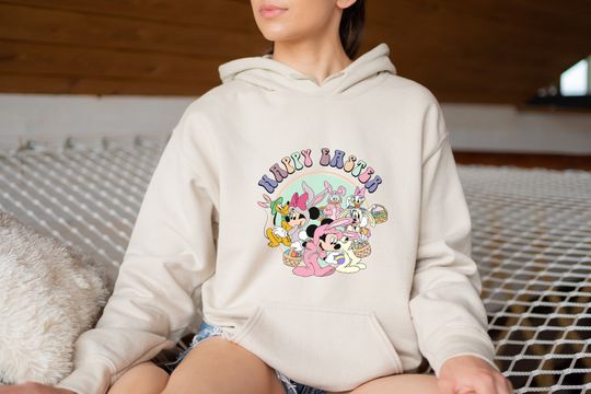 Disney Characters Happy Easter Hoodie, Mickey And Friends Happy Easter Bunny Hoodie