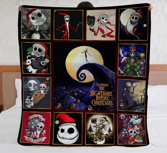 Jack Skellington Sandy Claws Fleece Blanket, Disney The Nightmare Before Christmas