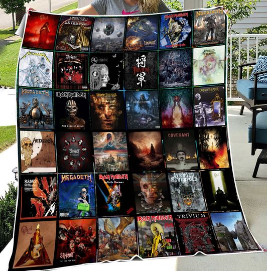 Rock Band Music Album Covers Fleece Blanket, Album Covers Quilt