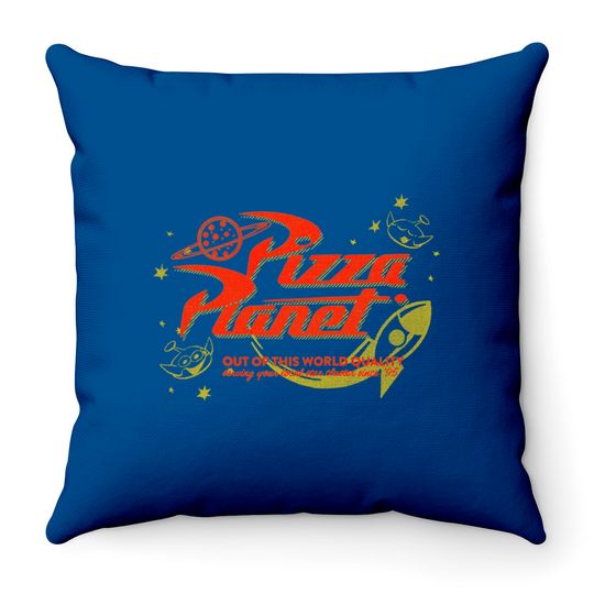 Disney Toy Story Vintage Pizza Planet Logo Throw Pillows