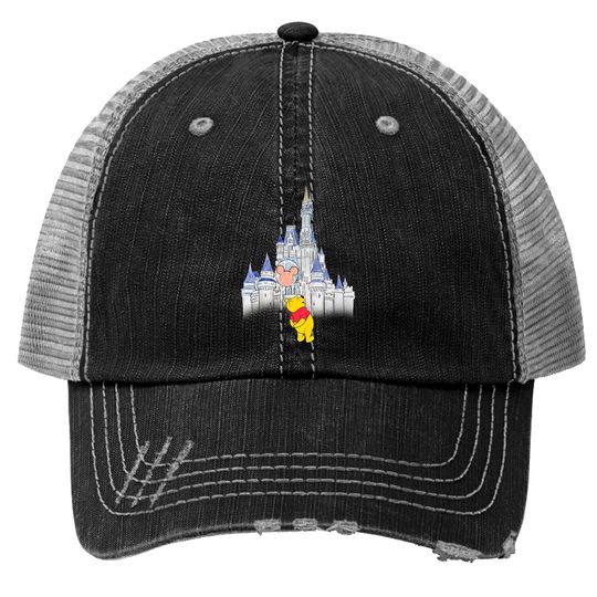 Pooh Disney Castle Disney Unisex Trucker Hats / Winnie the Pooh Trucker Hats / Bella Unisex Trucker Hats [V3188]