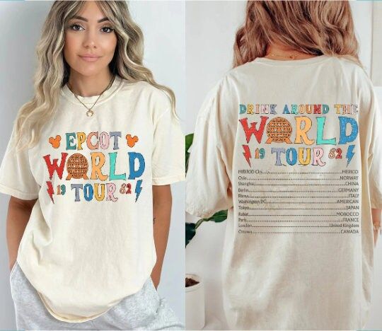 Retro Disney Epcot World Tour Shirt, Mickey And Friends, Epcot Center 1982 Shirt, Drinking Around The World