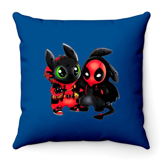 Disney Toothless and Deadpool Costume Friends Throw Pillows