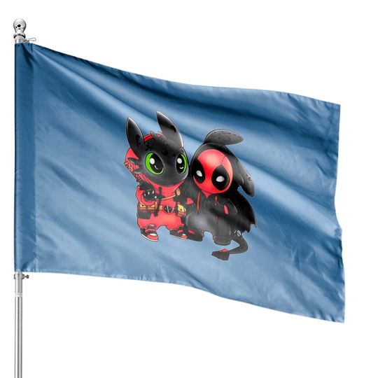 Disney Toothless and Deadpool Costume Friends House Flags
