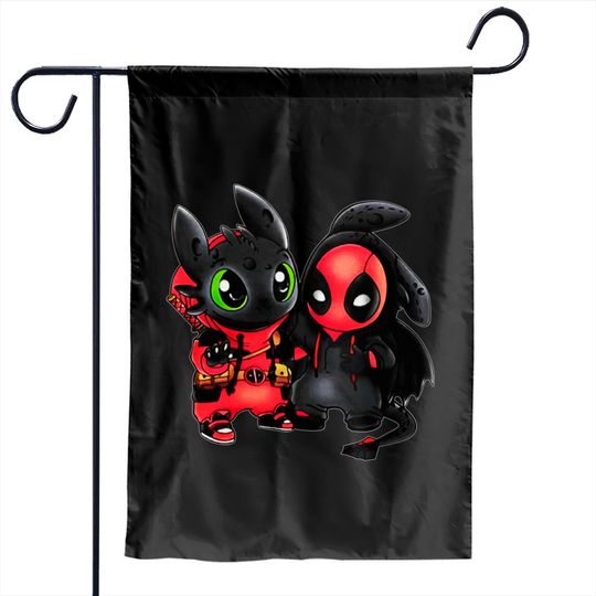 Disney Toothless and Deadpool Costume Friends Garden Flags