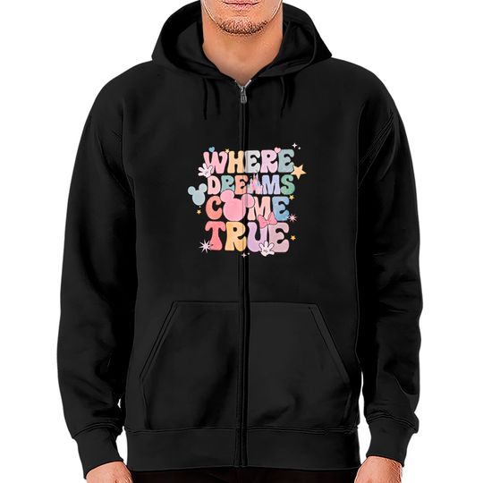 Disney Where Dreams Come True Zip Hoodies, Vintage Disneyland Zip Hoodies