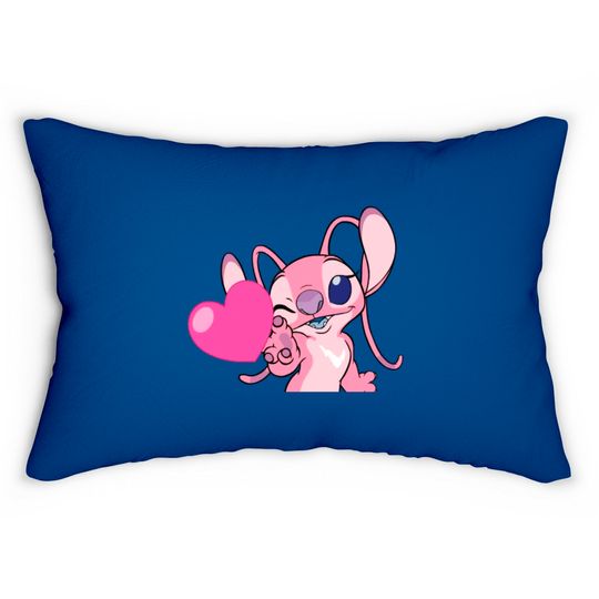 Angel Lumbar Pillows, Angel Valentine Lumbar Pillows, Disney Lumbar Pillows, Stitch And Angel