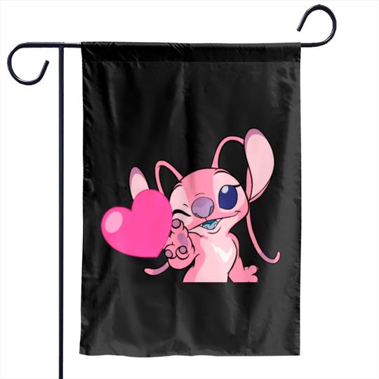 Angel Garden Flags, Angel Valentine Garden Flags, Disney Garden Flags, Stitch And Angel