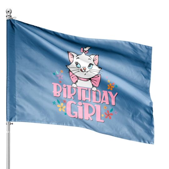 Disney Marie Cat Birthday House Flags, Birthday Girl House Flags, Aristocats Birthday Party House Flags