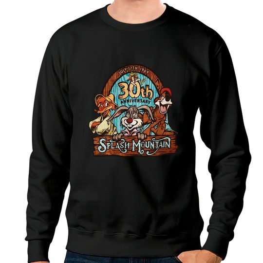 Retro Disney Splash Mountain Characters 30th 1989 Sweatshirts, Magic Kingdom WDW Holiday Sweatshirts
