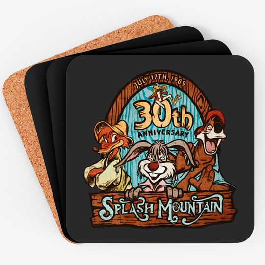 Retro Disney Splash Mountain Characters 30th 1989 Coasters, Magic Kingdom WDW Holiday Coasters
