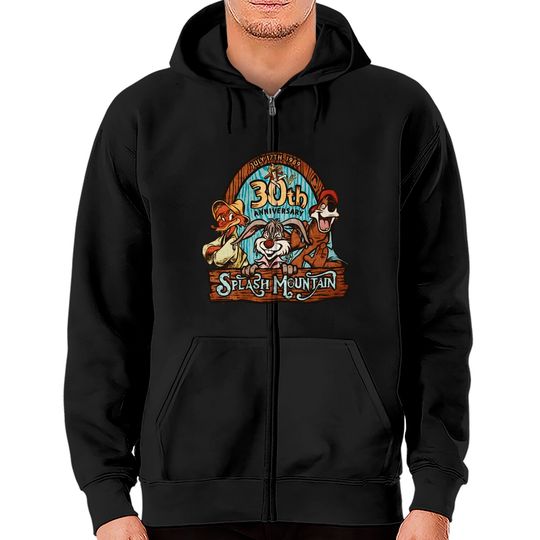 Retro Disney Splash Mountain Characters 30th 1989 Zip Hoodies, Magic Kingdom WDW Holiday Zip Hoodies