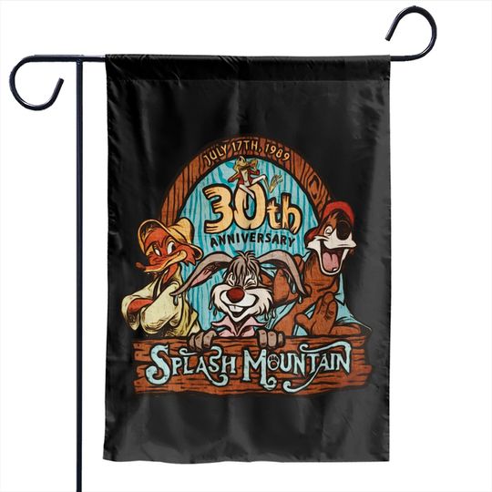 Retro Disney Splash Mountain Characters 30th 1989 Garden Flags, Magic Kingdom WDW Holiday Garden Flags